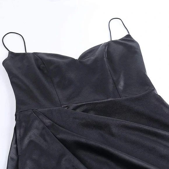 **Never Worn/With Tags** Spaghetti Strap Satin Cocktail Evening Dress Blk|Small - Picture 7 of 12